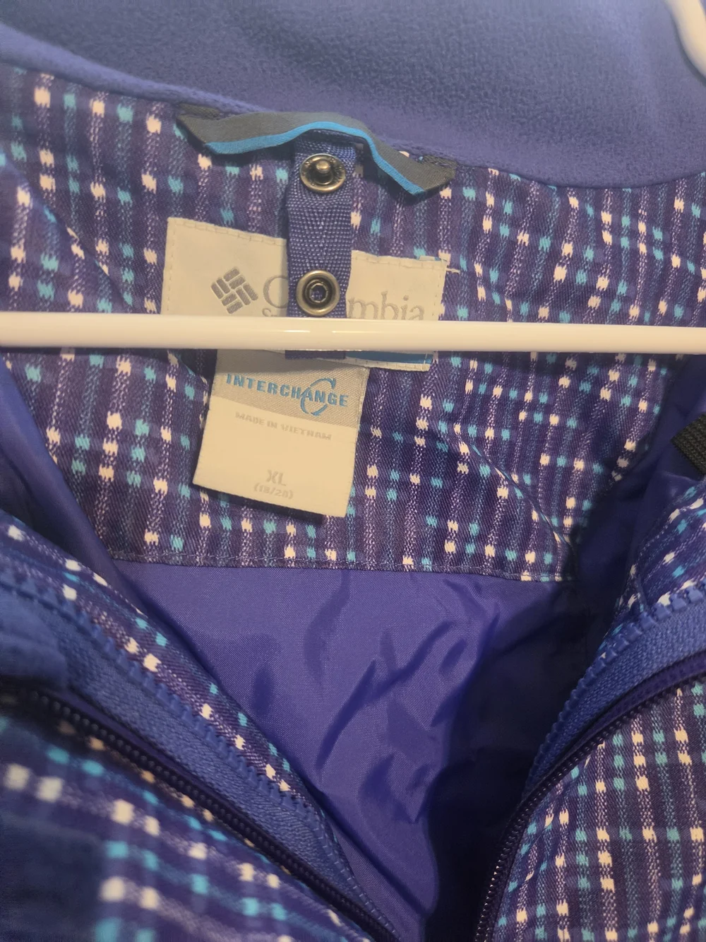 Columbia Kids Purple Multicolor Pattern Ski Jacket